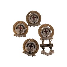Vintage Presbyterian Sunday School Pin 3 Second Year, 1 Fourth Year Cross Crown picture