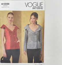 Pattern Misses Sz B5 8-16 Jacket Tailored Off Shoulder Vogue R12220 New/Uncutt picture