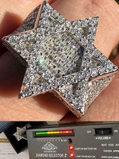 4.3ct MOISSANITE Iced Real Baguette Star Of David Ring For Men Solid 925 Silver picture