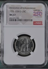 2026  D Declaration of Independence Quarter , Denver , NGC MS67 % picture