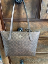 COACH SIG COPPER BROWN METALLIC FIONA ZIP TOP TOTE BAG CW396 NEW W/OUT TAG picture