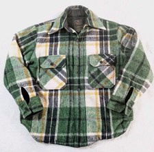 Vtg 60's CPO Linen/Wool Heavy Flannel Shacket Men's Sz Medium Plaid Insulated picture