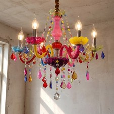 Colorful Murano Style Chandelier 6 Bulbs Venetian Ambiance picture