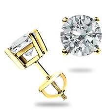 2.0 CT GRA MOISSANITE EARRINGS 14K SOLID YELLOW GOLD STUDS SCREW-BACK GREAT GIFT picture