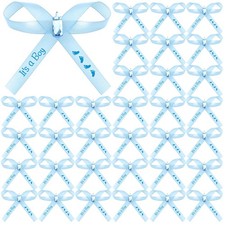 Juexica 100 Pcs Baby Shower Ribbons Light Blue Bows 3