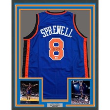 Framed Autographed/Signed Latrell Sprewell 35x39 New York NY Jersey BAS COA picture
