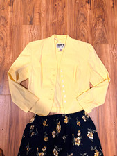 Lois Snyder Dani Max Vintage 2pc Set 8 Rayon Button Jacket Floral Skirt SKU101 picture