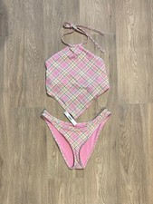 NWT New Frankies Bikinis Victoria’s Secret Pink Plaid Bikini Set, L Large picture