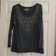 Maurices Women's Plus Size 2 (22/24) Black and Brown Long Sleeve Embellished Blk picture