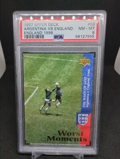 1997 Upper Deck England Worst Moments Diego Maradona The Hand of God #59 PSA 8 picture