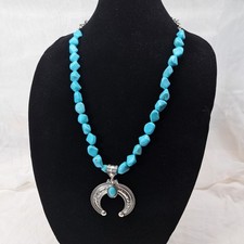NWT Shyanne Native American Style Squash Blossom Dyed Howlite Necklace picture