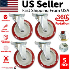 4 Pack 5 Inch Caster Wheels Swivel Plate Polyurethane Wheels Heavy Duty Wheels picture