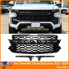 For 2021-2024 Chevrolet Tahoe Suburban Z71 Front Upper Grille Grill Gloss Black picture