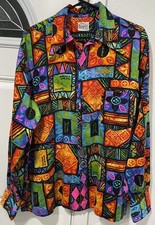Vintage Evelyn Margolis Hawaiian Shirt Men’s Medium/Large United Airlines Print picture