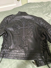 RARE Affliction Black Premium Limited Edition Leather Jacket 