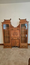 Victorian Oak Antique Side by Side Secretary Desk & Bookcase picture