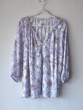 Cupio Lavender Floral Blouse Button-front PLUS SIZE 2X picture