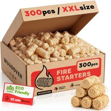 WOODOVER 300 pcs Large Fire Starters for Fireplace, Natural Fire Starter for Cam picture