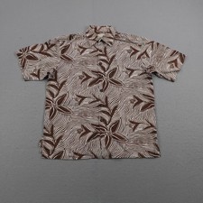 Kahala Shirt Mens Small Brown White Floral Hawaiian Aloha Geometric Button Up picture