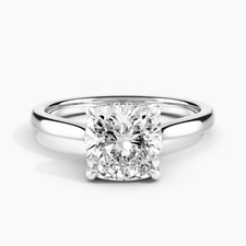2 Ct Cushion Cut Lab Grown Diamond Hidden Halo Engagement Ring 14k White Gold picture