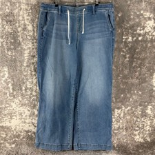 Torrid Plus Size 2R Wide Leg Drawstring Denim Jeans Blue Full Length Women picture