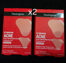 2 PacksNeutrogena Stubborn Acne Ultra-Thin Hydrocolloid Blemish Patches 2x10 ct picture