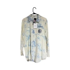 NWT WEAR by Erin Andrews Las Vegas Raiders Acid Wash Denim Shirt Small $70 MSRP picture
