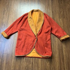 Vintage 60s 70s Wool Blend Coat Jacket Orange Yellow Trim Mod Hippie FLAWS READ picture