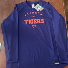Clemson Tigers Baseball Nike Team Issue Purple Crewneck Long Sleeve X-Large (XL) picture