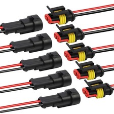 10X 2Pin Car Waterproof Electrical Wire Cable Connector Male Female Way Plug Kit picture