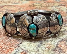 VINTAGE NATIVE AMERICAN TURQUOISE CUFF BRACELET ~   picture