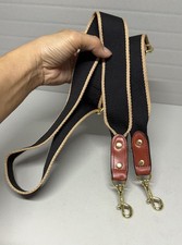 NWOT-Coach Black/Caramel Trim Cotton REPLACEMENT STRAP GoldTone SpringTrigger picture