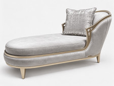 Michael Amini Villa Luxury Chaise Lounge Daybed Velvet Gold Tone Accent Modern picture
