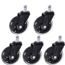 Set of 5 3 inch Office Chair Caster Rubber Swivel Wheels Replacement Heavy Duty picture