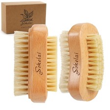 2Pcs Wooden Nail Cleaning Brush Double Sided Fingernail Toenail Scrubber picture