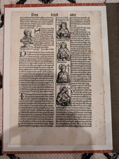 1496 Nuremberg Chronicle Leaf – Rare Pirated Edition – ESaints, Bishops Woodcuts picture