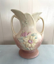 Hull Art USA Wildflower Vase double handled DUSTY ROSE PINK 9