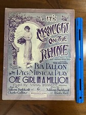 It’s Moonlight On The Rhine Antique sheet music Rag Time 1914 Large Format picture