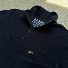 Vintage Polo Sport Ralph Lauren Navy Fleece Quarter Zip Pullover Size S picture