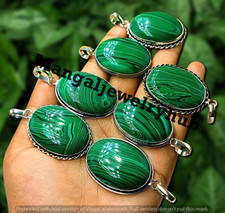 Buy Malachite Gemstone Pendants 925 Sterling Silver Plated  Handmade Lot Jewelry picture