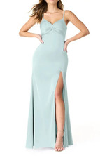NWT Azazie Linia Bridesmaid Dress – Sea Glass Stretch Satin – Size A8 picture