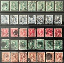 Group of 35 Very Old US Stamps Scott #210 213 219 220 Franklin Washington Used picture