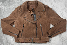 NWT BLANKNYC Suede Moto Jacket Womens Medium Brown Belted Moto Biker 73K-5913NO picture