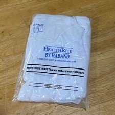 HealthRite by Haband Mens White 100% Cotton Mid-Length Briefs 2 Pack Size 3X NEW picture