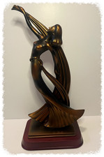 Herco Gift Professional Woman Dancer Figurine Bronze Tone Art Deco Sculpture picture