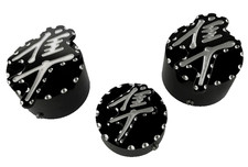 2008-2026 Hayabusa 3D Black & Silver Engraved Ball Cut Fork  & Yoke Covers Caps picture
