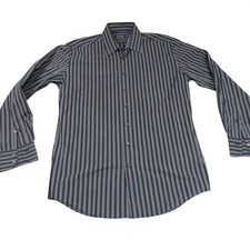 Balmain Homme Mens Striped Long Sleeve Button Down Shirt Blue Brown Black 16/41 picture