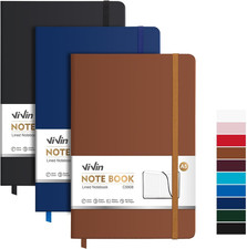 Vivin 3 Pack A5 Hardcover Lined Notebook,192 Pg College Ruled 5.5X8.3 picture