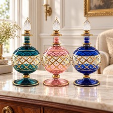 Artisan Glass Perfume Bottle with Stopper Antique Style Vintage Vanity Gift picture