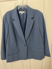 Kasper Women's Classic Blue Blazer Jacket Size 22W NWOT, One Button Front picture
